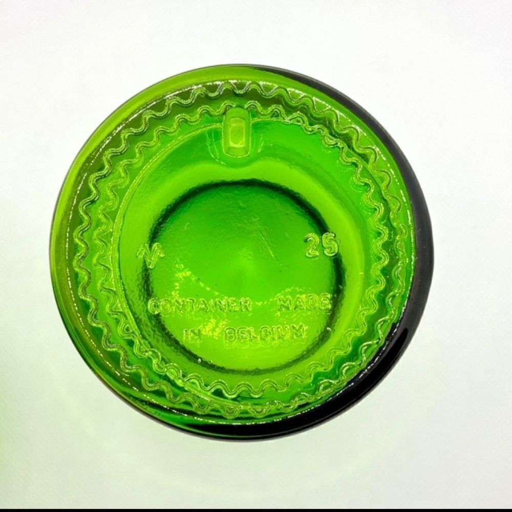 Vintage  Green Glass Bubble Top Jars Apothecary Bottle Container Belgium - Picture 4 of 8